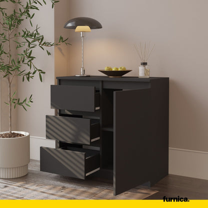 MIKEL - Cassettiera con 3 cassetti e 1 anta - Credenza per camera da letto - Antracite