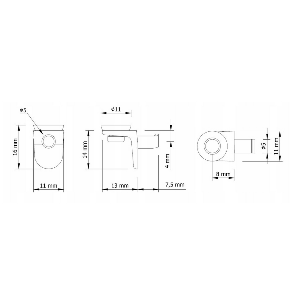 Supporto per mensole in vetro Ø5mm