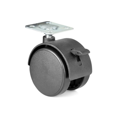 Ruota per Mobili Piroettante in Plastica con Freno e Piastra Ø50mm