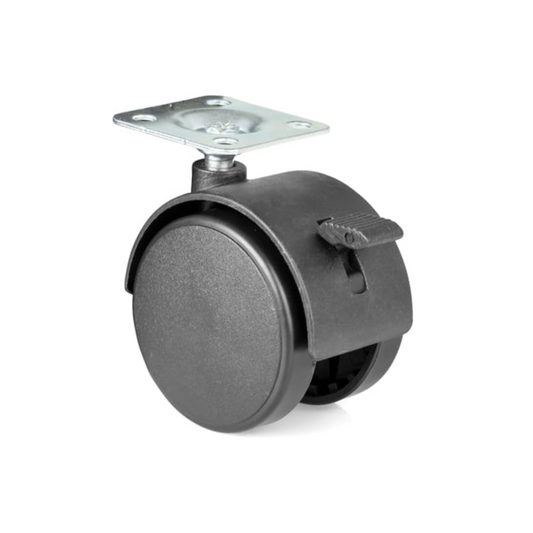 Ruota per Mobili Piroettante in Plastica con Freno e Piastra Ø50mm