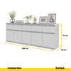 NOAH - Cassettiera a 5 cassetti e 5 ante - Credenza per camera da letto - Calcestruzzo / Bianco Opaco H75cm L200cm P35cm