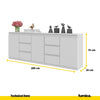 MIKEL - Cassettiera con 6 cassetti e 3 ante - Credenza per camera da letto - Bianco Opaco / Bianco Opaco H75cm L200cm P35cm