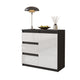 MIKEL - Cassettiera con 3 cassetti e 1 anta - Credenza per camera da letto - Antracite / Bianco Lucido