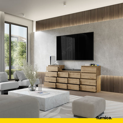 GABRIEL - Cassettiera a 14 cassetti (4+6+4) - Credenza Armadio Camera da letto - Rovere Wotan