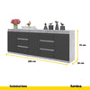 MIKEL - Cassettone con 6 cassetti e 3 ante - Credenza per camera da letto - Calcestruzzo / Antracite H75cm L200cm P35cm