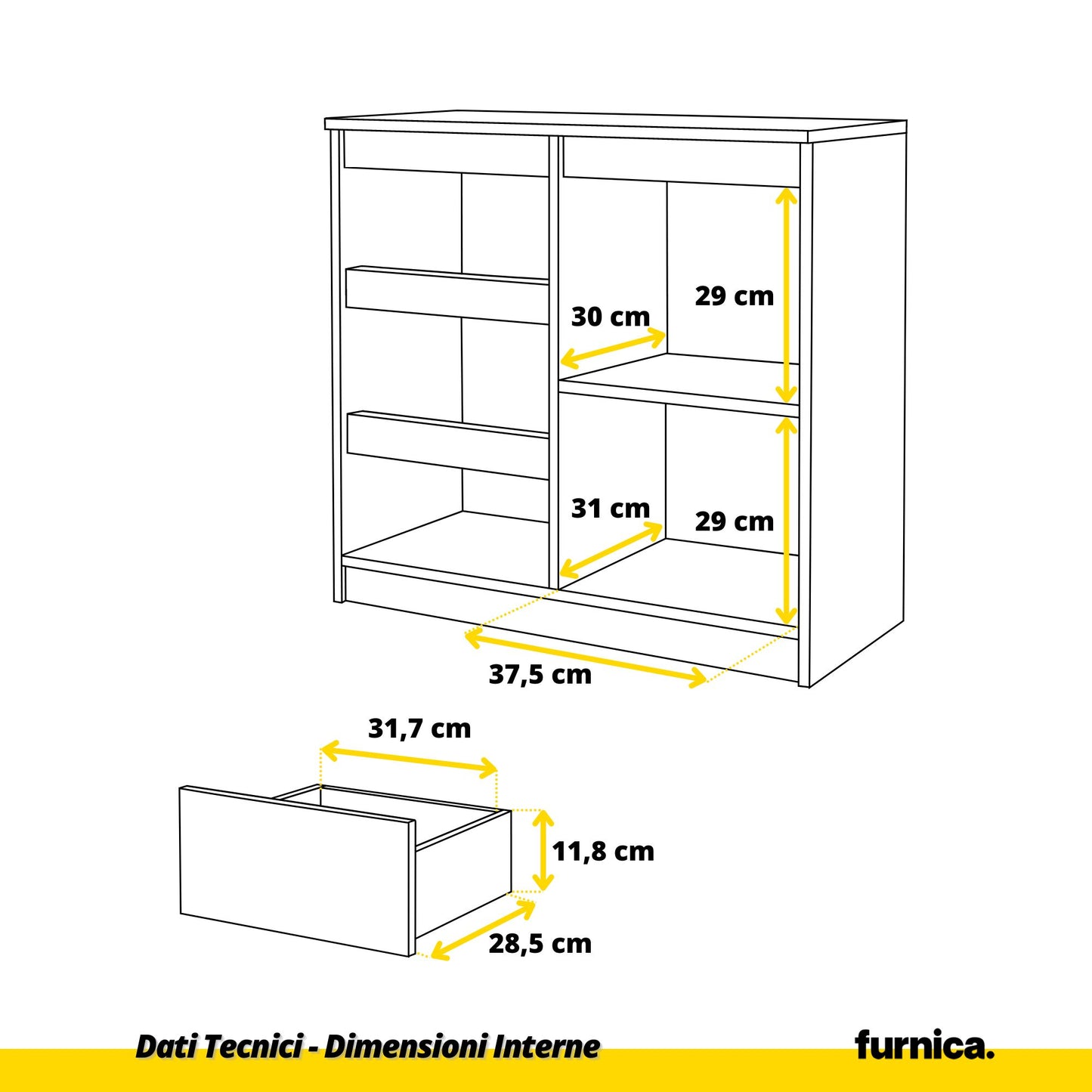 MIKEL - Cassettone con 3 cassetti e 1 anta - Credenza per camera da letto - Antracite / Rovere Wotan