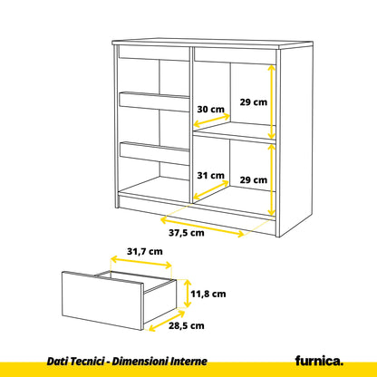 MIKEL - Cassettone con 3 cassetti e 1 anta - Credenza per camera da letto - Antracite / Rovere Wotan