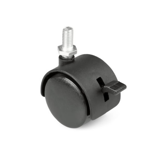 Ruota Piroettante per Mobili in Plastica con Filetto M8 e Freno - Ø40mm