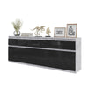 NOAH - Cassettiera a 5 cassetti e 5 ante - Credenza per camera da letto - Calcestruzzo / Nero Lucido H75cm L200cm P35cm