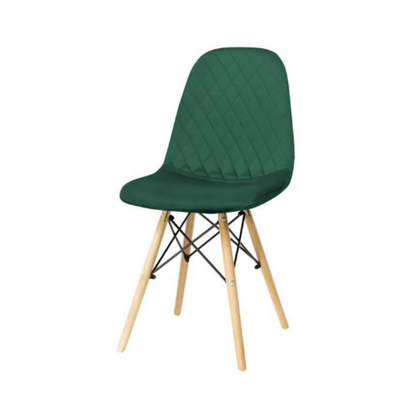 GIUSSEPPE - Sedia da pranzo/ufficio in velluto trapuntato con gambe in legno - Verde