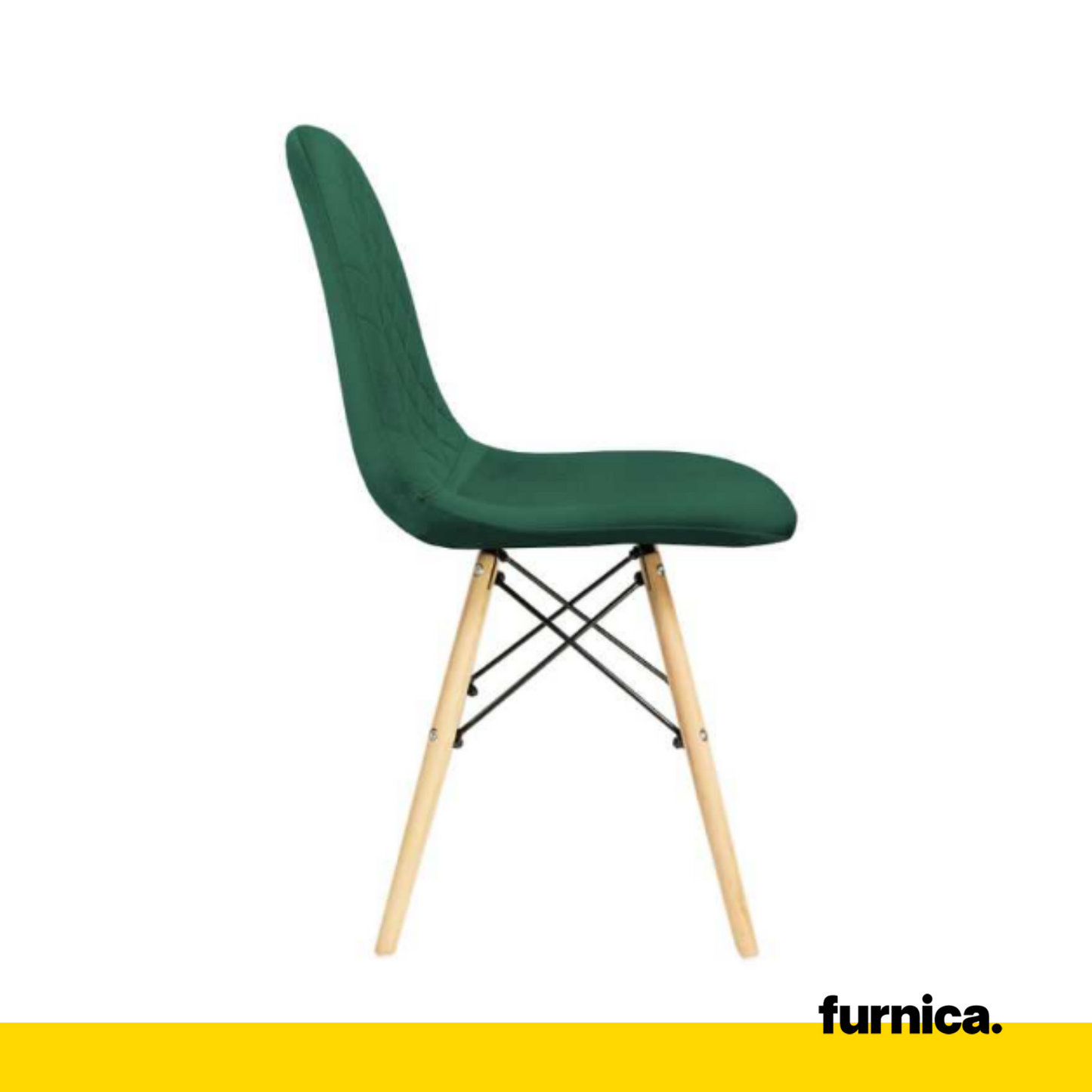 GIUSSEPPE - Sedia da pranzo/ufficio in velluto trapuntato con gambe in legno - Verde