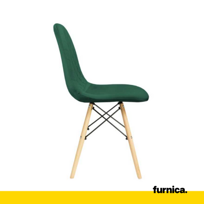 GIUSSEPPE - Sedia da pranzo/ufficio in velluto trapuntato con gambe in legno - Verde