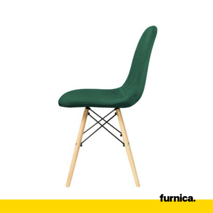 GIUSSEPPE - Sedia da pranzo/ufficio in velluto trapuntato con gambe in legno - Verde