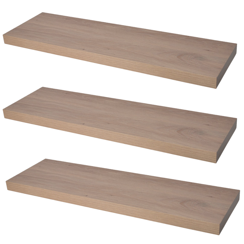 Mensola a scomparsa per libri - Set da 3 pezzi, Rovere Nodoso - 90cm