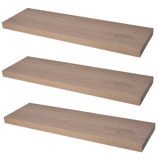 Mensola a scomparsa per libri - Set da 3 pezzi, Rovere Nodoso - 90cm