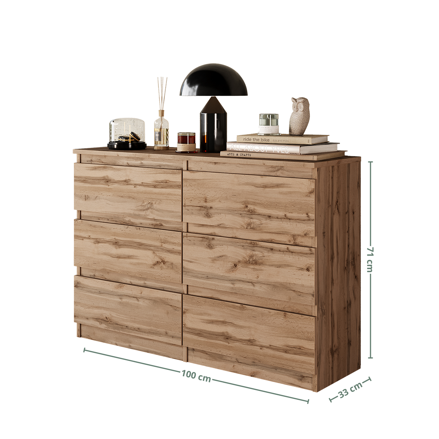 GABRIEL - Cassettiera a 6 cassetti - Credenza per camera da letto - Rovere di Wotan