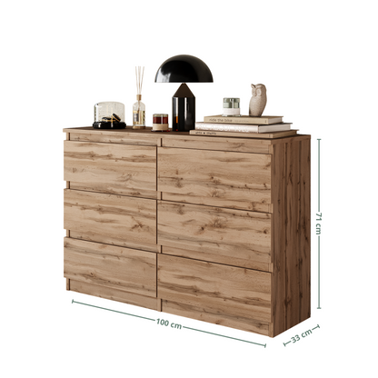 GABRIEL - Cassettiera a 6 cassetti - Credenza per camera da letto - Rovere di Wotan