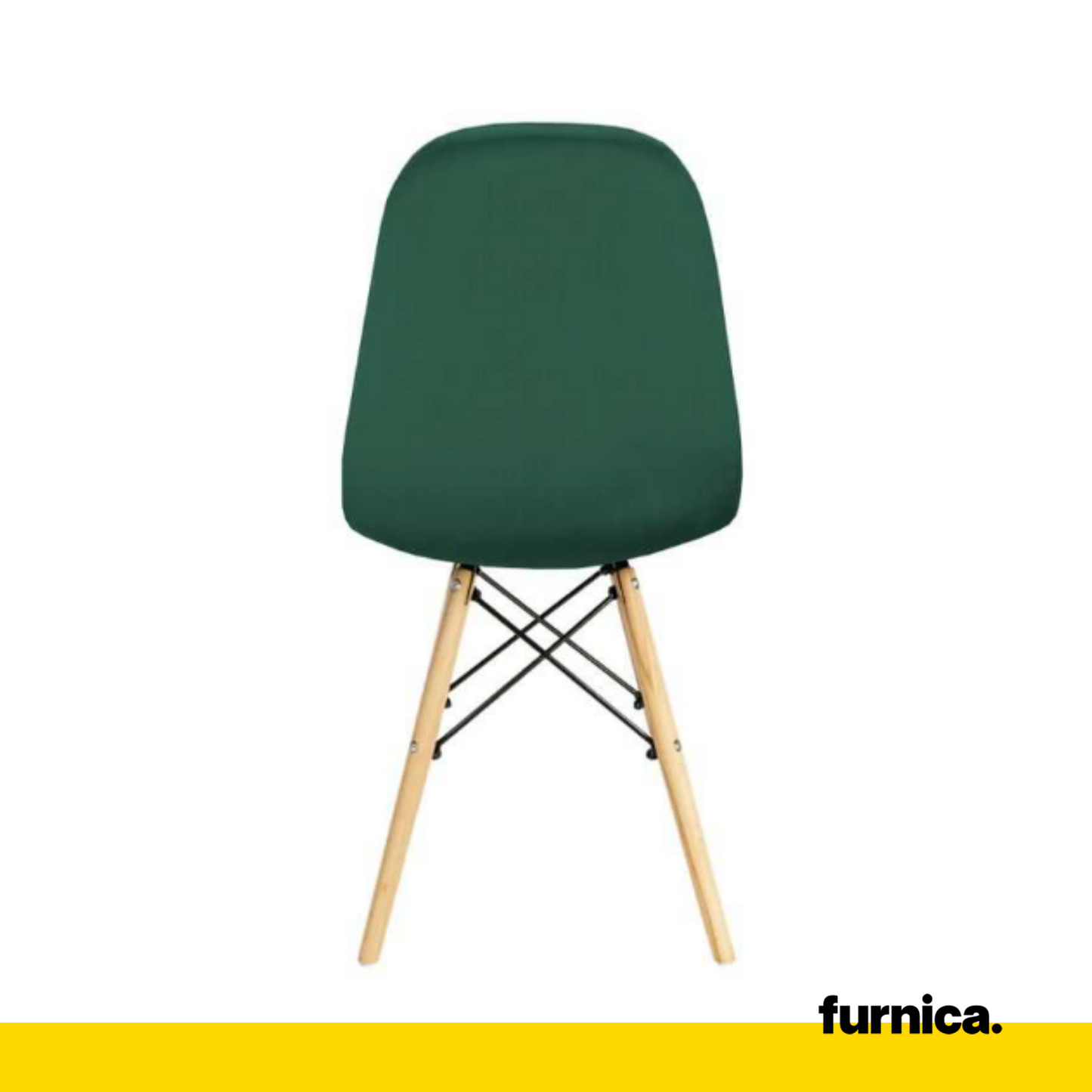 GIUSSEPPE - Sedia da pranzo/ufficio in velluto trapuntato con gambe in legno - Verde