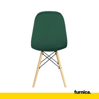 GIUSSEPPE - Sedia da pranzo/ufficio in velluto trapuntato con gambe in legno - Verde