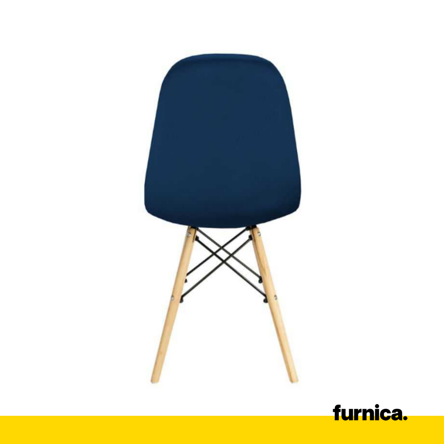 GIUSSEPPE - Sedia da pranzo/ufficio in velluto trapuntato con gambe in legno - Blu navy
