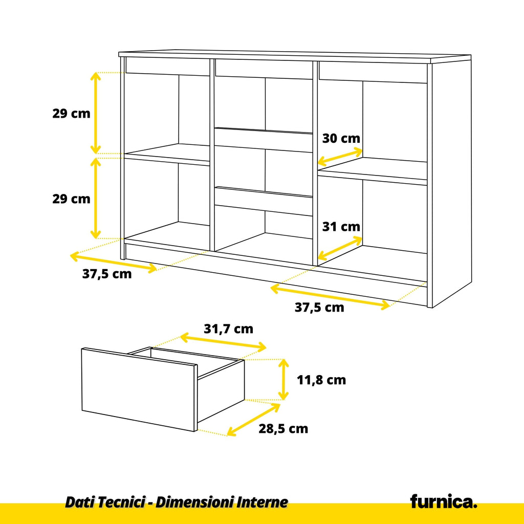 MIKEL - Cassettone con 3 cassetti e 2 ante - Credenza per camera da letto - Quercia Wotan