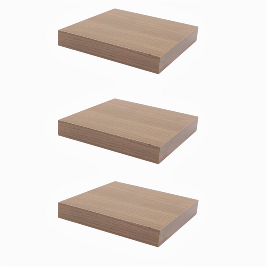 Mensola a scomparsa per libri - Set da 3 - Rovere Nodoso - 23,5cm