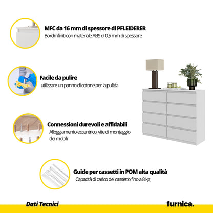 GABRIEL - Cassettiera con 8 cassetti - Credenza per camera da letto - Rovere Wotan