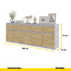 NOAH - Cassettiera a 5 cassetti e 5 ante - Credenza per camera da letto - Calcestruzzo / Rovere Wotan H75cm L200cm P35cm