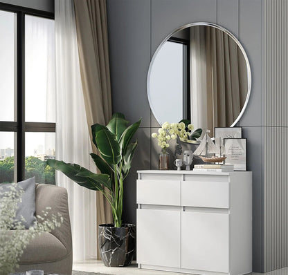 NOAH - Cassettiera con 2 cassetti e 2 ante - Credenza per camera da letto - Bianco Opaco