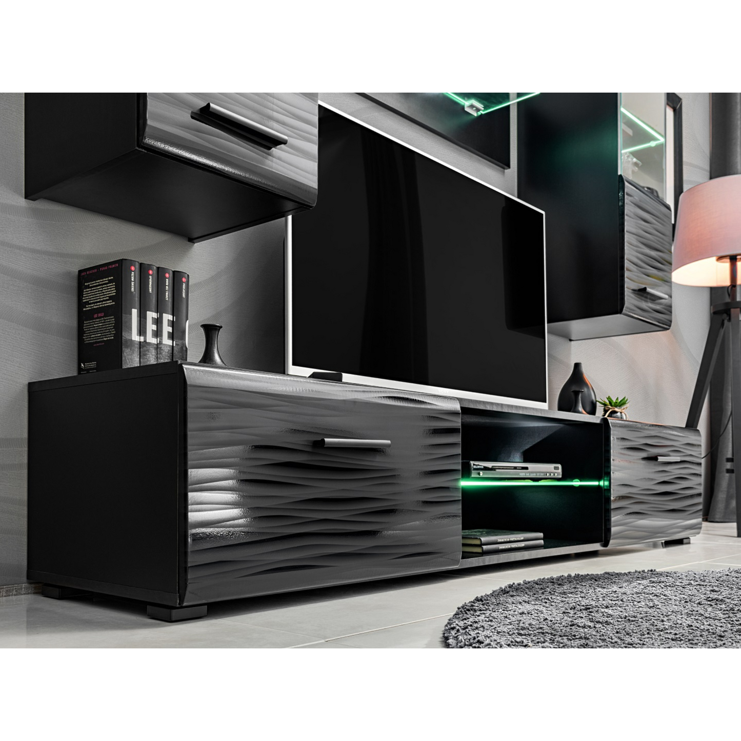 Parete attrezzata BLADE MINI - Set di mobili da soggiorno - Nero opaco / Sahara 3D