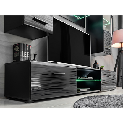 Parete attrezzata BLADE MINI - Set di mobili da soggiorno - Nero opaco / Sahara 3D