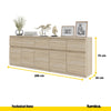 NOAH - Cassettiera a 5 cassetti e 5 ante - Credenza per camera da letto - Rovere Sonoma H75cm L200cm P35cm