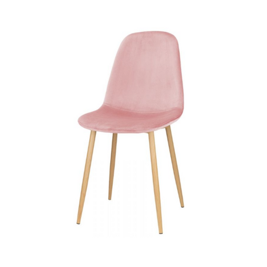 FLAVIO - Sedia da pranzo/ufficio in velluto resistente con gambe in legno - Rosa