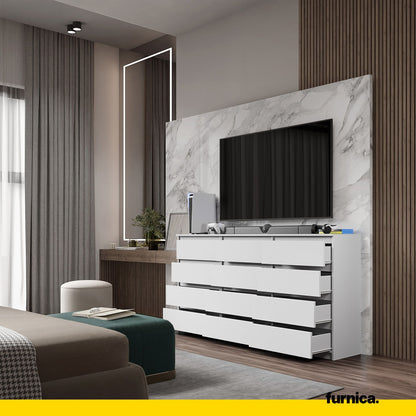 GABRIEL - Cassettiera a 12 cassetti (8+4) - Credenza per camera da letto - Bianco opaco