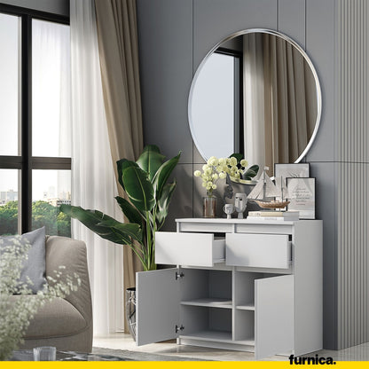 NOAH - Cassettiera con 2 cassetti e 2 ante - Credenza per camera da letto - Bianco Opaco