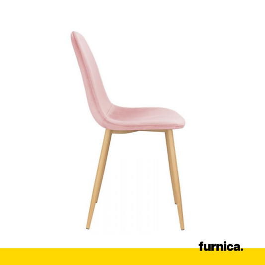 FLAVIO - Sedia da pranzo/ufficio in velluto resistente con gambe in legno - Rosa