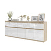 NOAH - Cassettiera a 5 cassetti e 5 ante - Credenza per camera da letto - Rovere Sonoma / Bianco Lucido H75cm L200cm P35cm