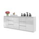 MIKEL - Cassettiera con 6 cassetti e 3 ante - Credenza per camera da letto - Bianco Opaco/Bianco Lucido H75cm L200cm P35cm