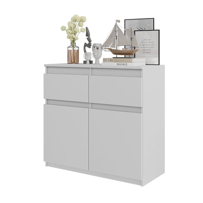 NOAH - Cassettiera con 2 cassetti e 2 ante - Credenza per camera da letto - Bianco Opaco