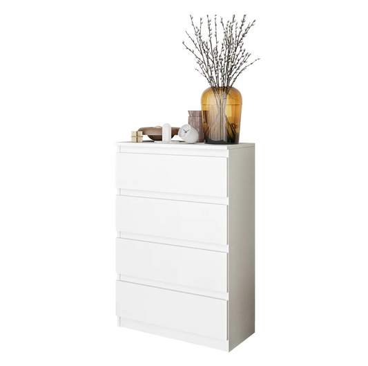 GABRIEL - Comò a 4 cassetti - Credenza per camera da letto - Bianco opaco