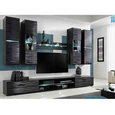 Parete attrezzata BLADE - Set di mobili per il soggiorno - Nero opaco / Sahara 3D