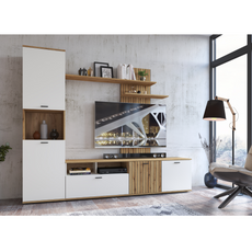 ROSA - Set di mobili per il soggiorno - Bianco Perla Opaco / Rovere Evoke Costa