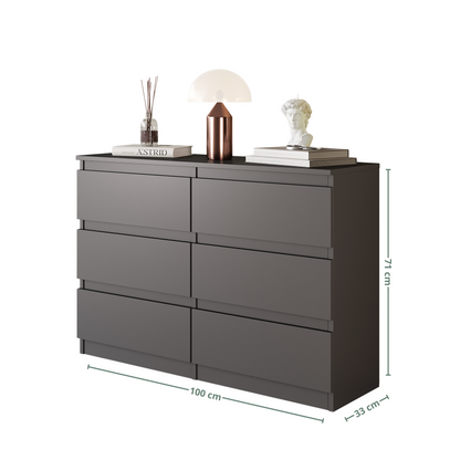 GABRIEL - Cassettiera a 6 cassetti - Credenza per camera da letto - Antracite