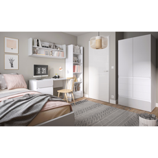 ALBI III - Set di mobili per camera da letto per ragazzi - Bianco opaco / Grigio freddo lucido