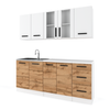 GONZO - Set cucina - Rovere Wotan / Bianco opaco con piano di lavoro - 6 unità - 200 cm