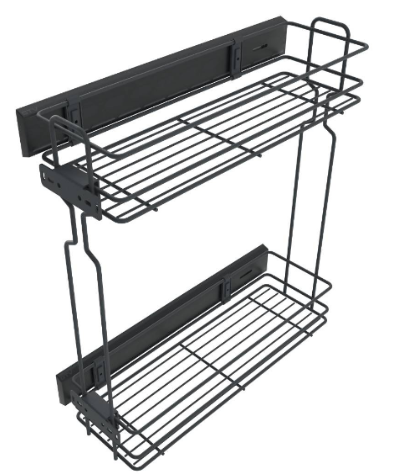 Cestello estraibile per cucina 30cm - 2 ripiani - Antracite
