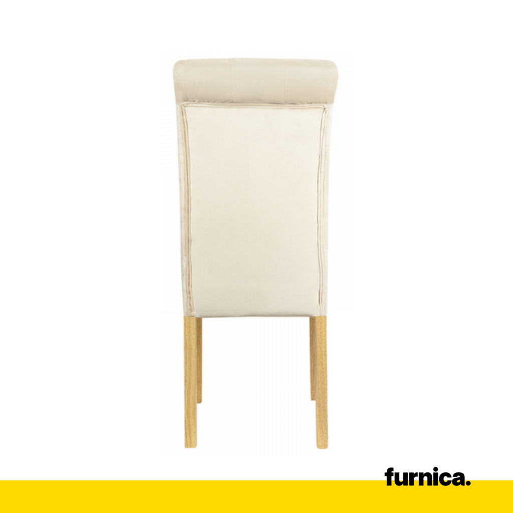 ANDREA - Sedia da pranzo/ufficio in velluto trapuntato con gambe in legno - Beige