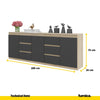 MIKEL - Cassettiera a 6 cassetti e 3 ante - Credenza per camera da letto - Rovere Sonoma / Antracite H75cm L200cm P35cm