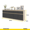 NOAH - Cassettiera a 5 cassetti e 5 ante - Credenza per camera da letto - Rovere Sonoma / Antracite H75cm L200cm P35cm