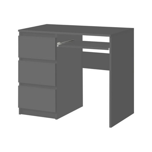 BRUNO - Scrivania per computer con 3 cassetti e vassoio per tastiera H76cm L90cm P50cm Sinistra - Antracite
